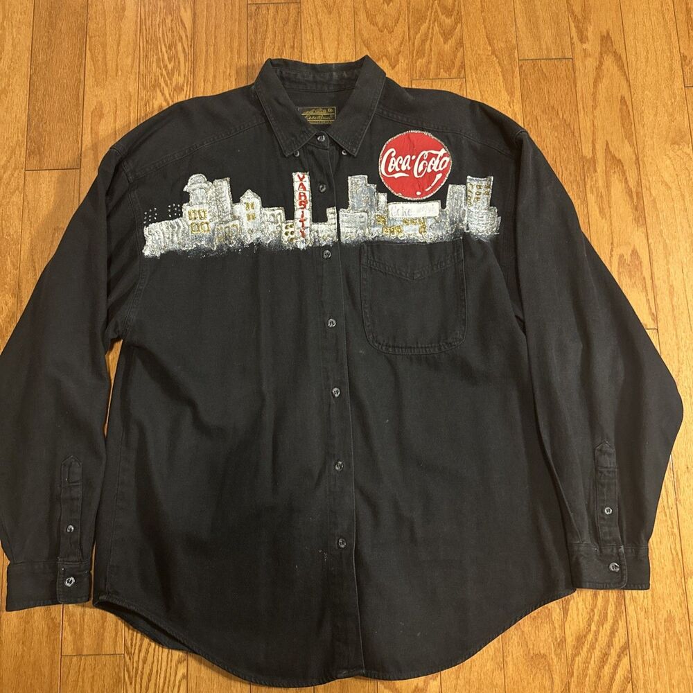 Eddie Bauer Women's Denim Button-Up Shirt Black  Long Sleeve Size XL - ATL Sky